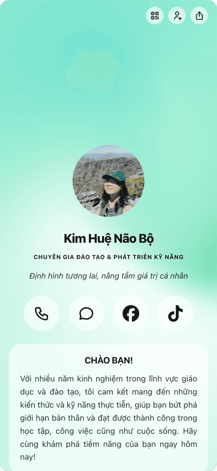 Trang bio của Huệ Kim